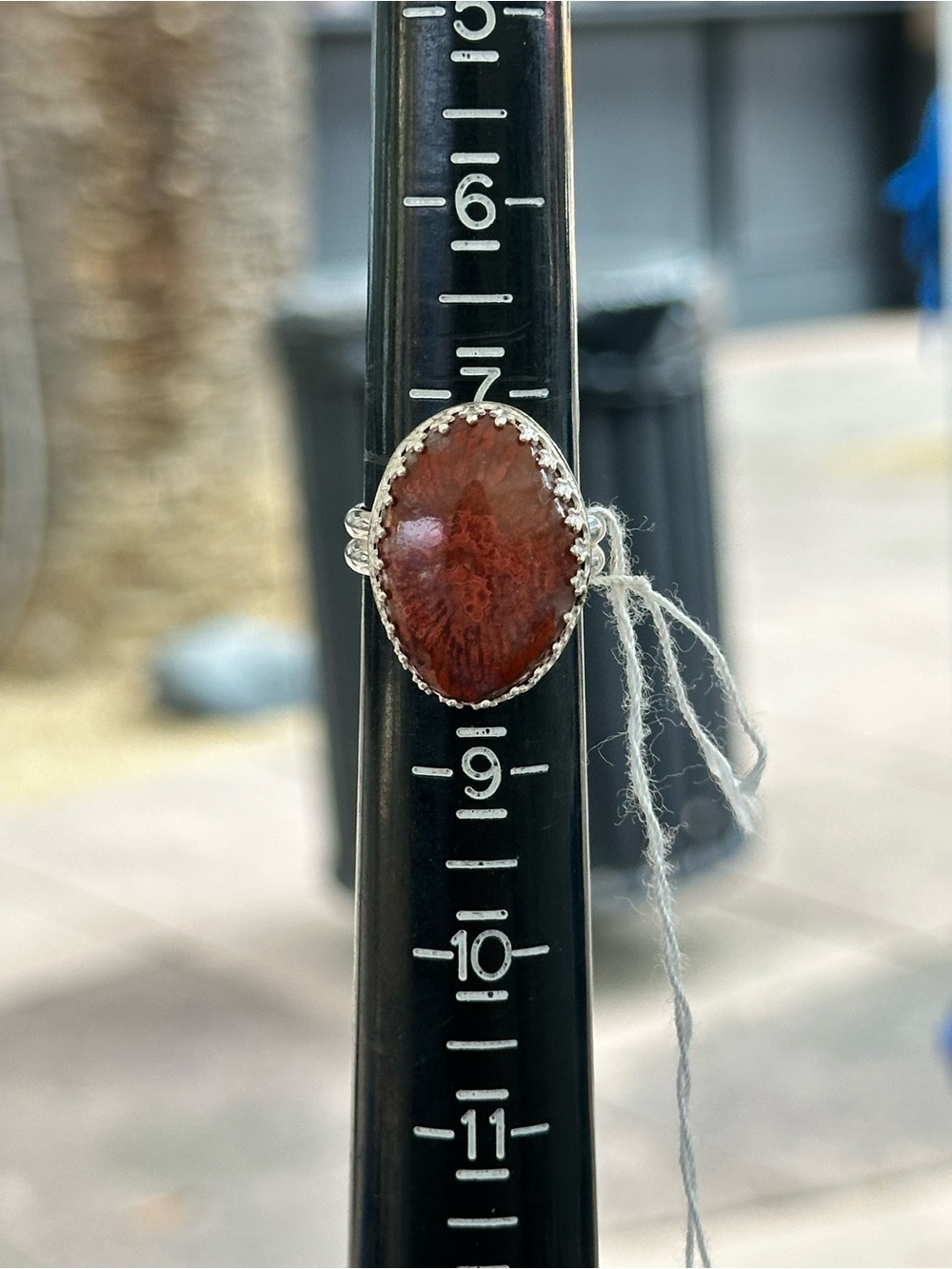 Sterling Silver Red Coral Ring - handmade size; a little under 8